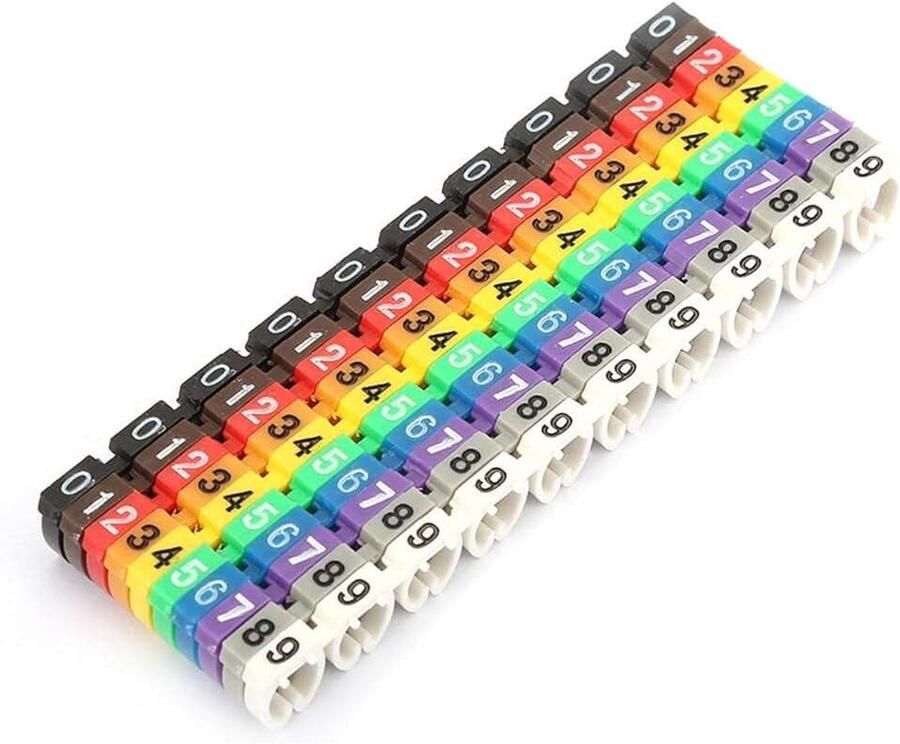 Digitaal kleurrijk nummer buis draad nummer label buis kabel marker (100 stuks KCM-6 mm 6 mm²)