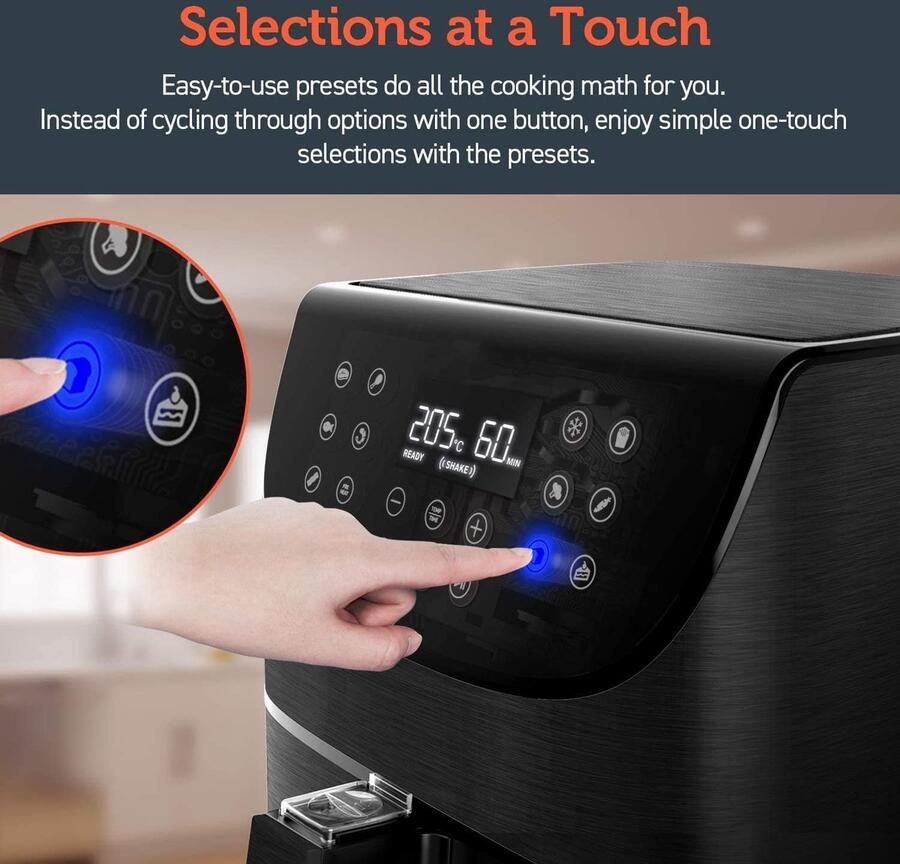 Digitaal Touchscreen Airfryer 5.8QT met 11 Voorgeprogrammeerde Instellingen - Foto 2
