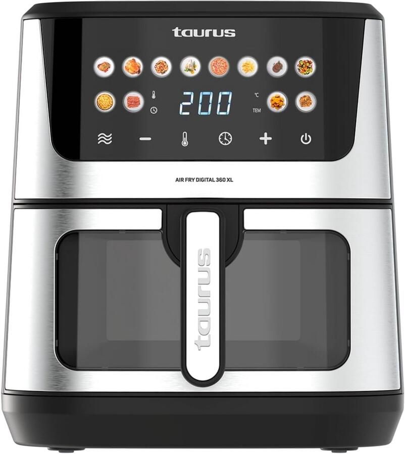 Digitale Airfryer Hete Lucht Oven Gezond Koken Dubbele Verwarming 8 Liter Zwart