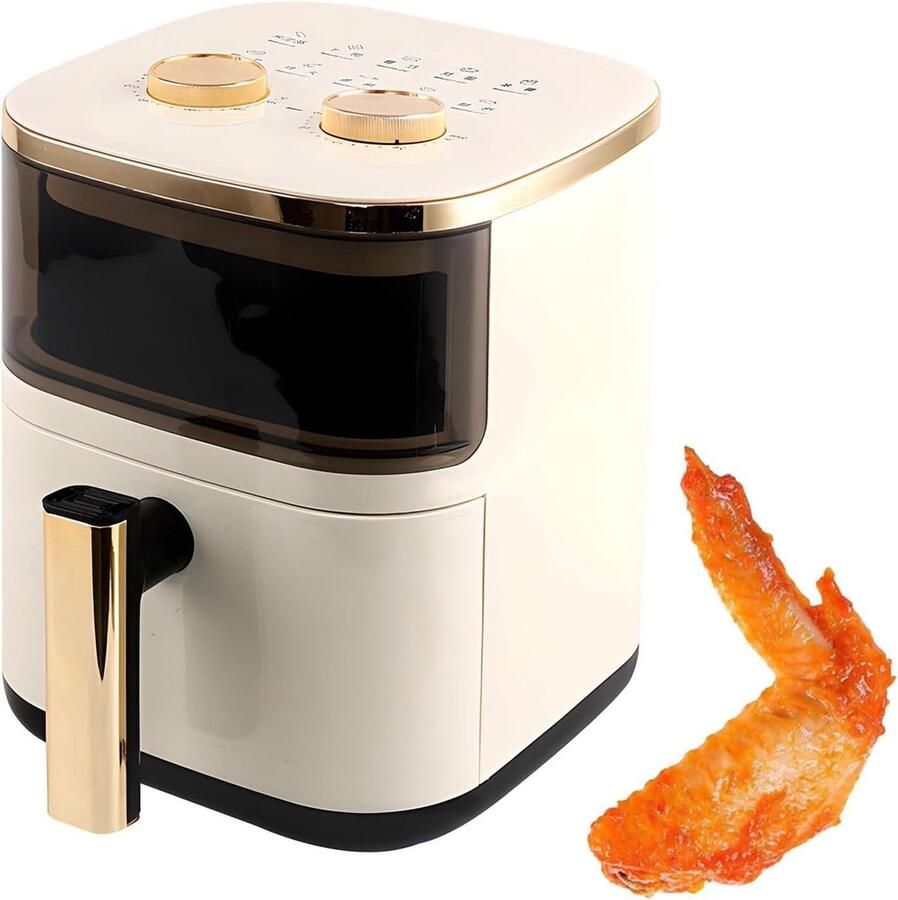 Digitale Airfryer Hete Lucht Oven Gezond Koken Groot Kijkvenster 6 Liter Zwart
