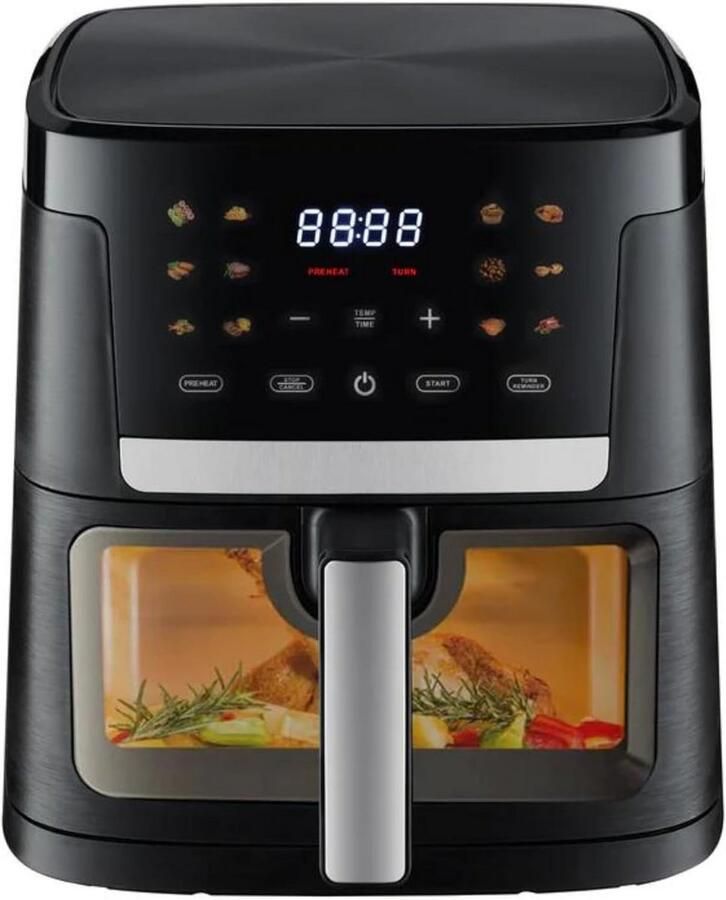 Digitale airfryer Heteluchtfriteuse Gezond Koken Grote capaciteit 7 Liter Zwart