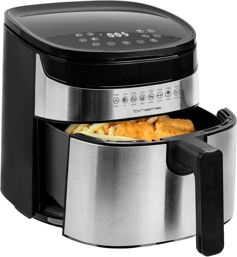 Digitale Airfryer Heteluchtfriteuse XL Gezond Frituren 8 Programma's 4.5 Liter Zwart Zilver