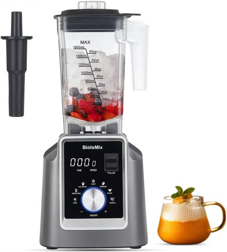 Digitale Automatische Blender Professioneel Gebruik Krachtige Blender 6 Programma's 9 Snelheden 1.6 Liter 2200W Grijs