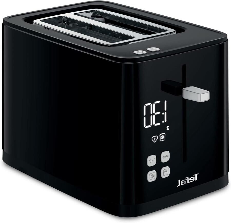 Digitale Broodrooster met Timer Perfect Ontbijt Maken Digitale Countdown Display 2 Sneetjes Zwart