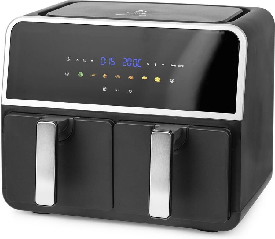 Digitale dubbele heteluchtfriteuse frituren met hete lucht zonder extra olie 2 x 4 5 liter volume 7 programma's -functie (beide tegelijk klaar) AF-132833