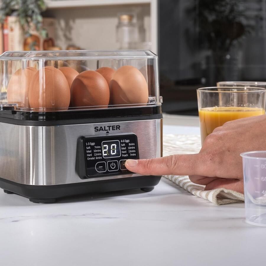 Digitale Eierkoker Eierbereider Ontbijt Maken 3 Functies 6 Eieren Capaciteit Zilver