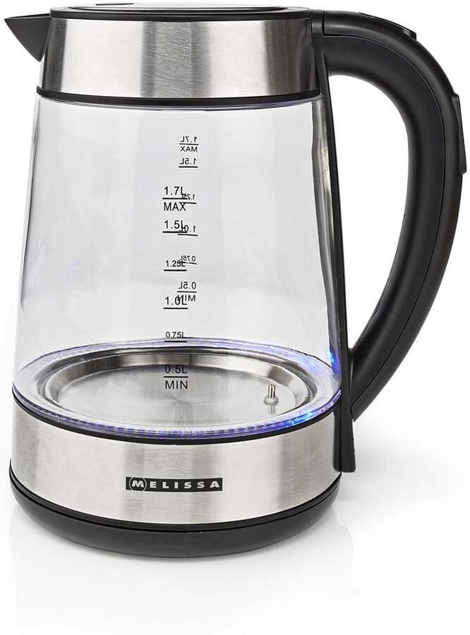 Digitale glazen waterkoker 1 7 L 2200 W 5 temperatuurinstellingen 50 70 80 90 100°C LED-verlichting Warmhoudfunctie regelaar 360° basis droogkookbeveiliging