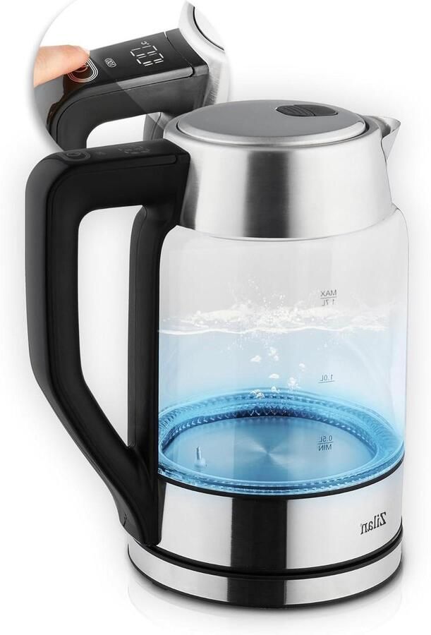 Digitale Glazen Waterkoker Elektrische Ketel Thee en Koffie Zetten Instelbare Temperatuur 17 Liter Grijs