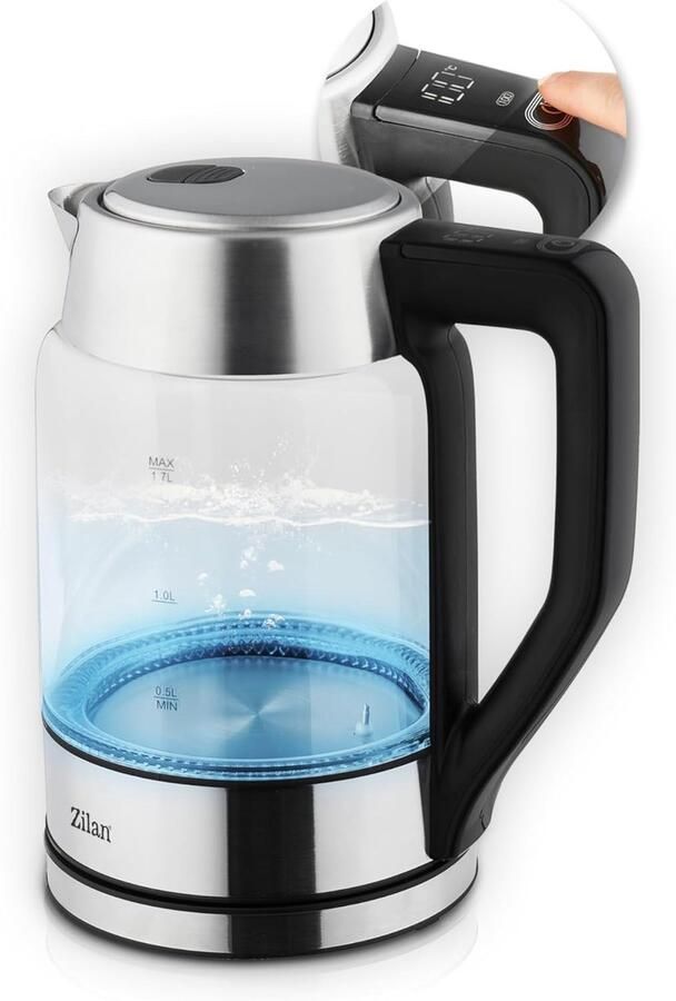Digitale Glazen Waterkoker Themometer Waterkoker Thee Zetten Instelbare Temperatuur 17 Liter Grijs