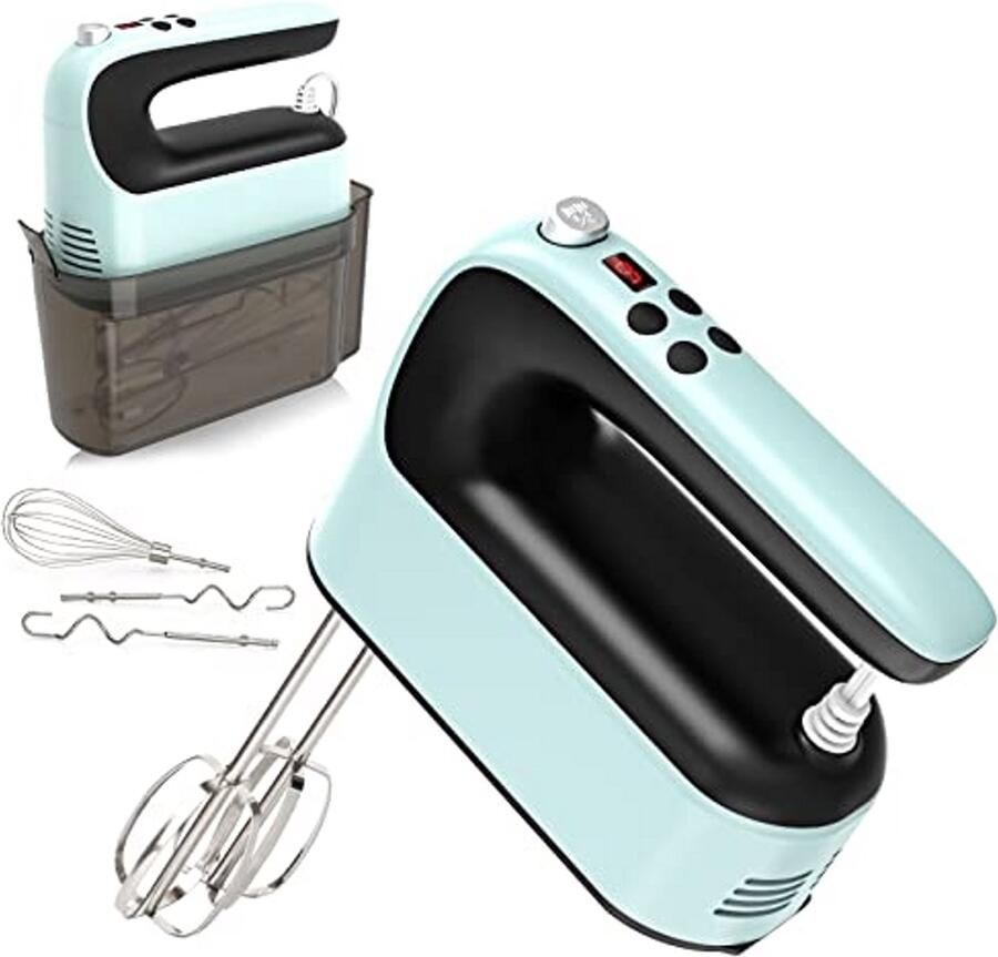 Digitale Handmixer Keukenmixer Bakken en Koken 9 Snelheden Turbo 400 Watt Lichtblauw