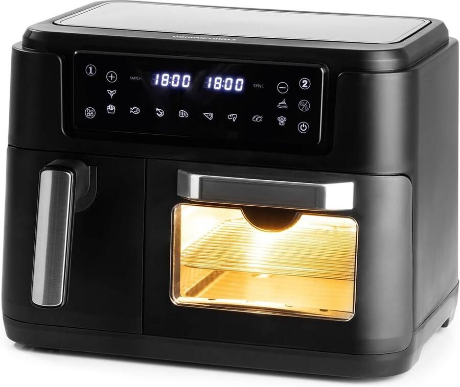 Digitale Heteluchtfriteuse 4-in-1 met 9 Functies: Frituren Grillen Bakken en Drogen