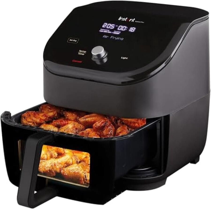 Digitale heteluchtfriteuse 5 7 liter 6-in-1 smart-programma's 1700 W met kijkvenster zwart