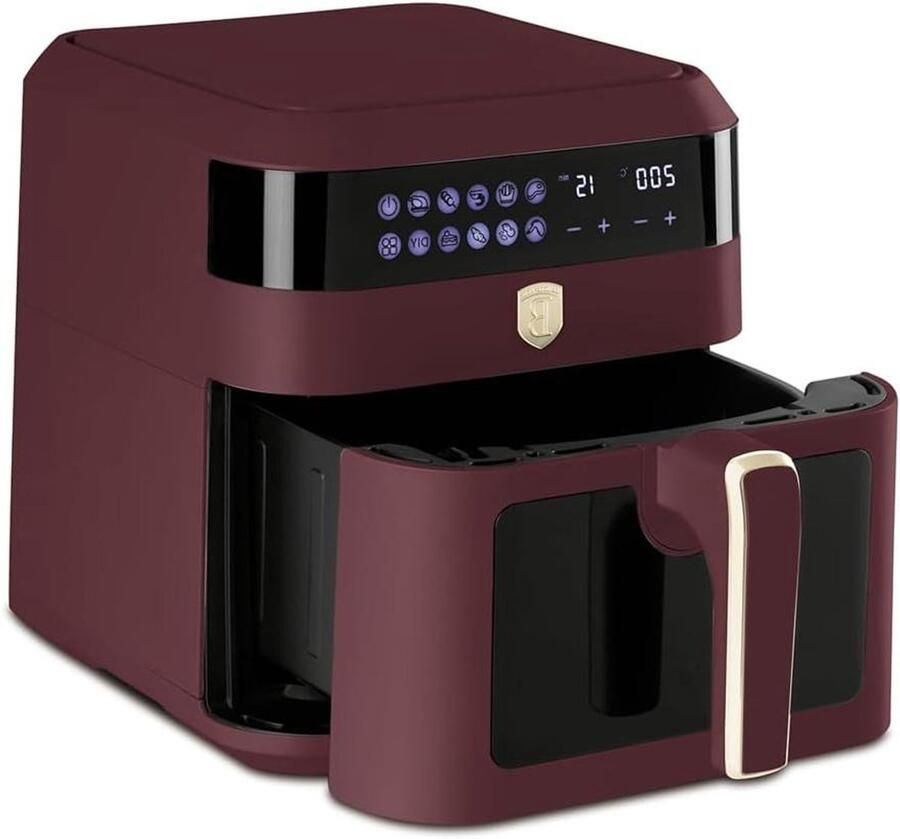 Digitale Heteluchtfriteuse Airfryer Frituurpan Gezond Eten Bereiden Grote Capaciteit 63 Liter Bordeaux