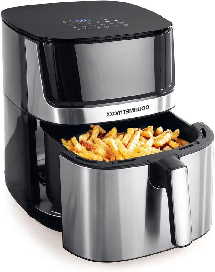 Digitale Heteluchtfriteuse Airfryer Oven Gezond Frituren Dubbele Verwarmingselementen 7.5 liter RVS Zwart