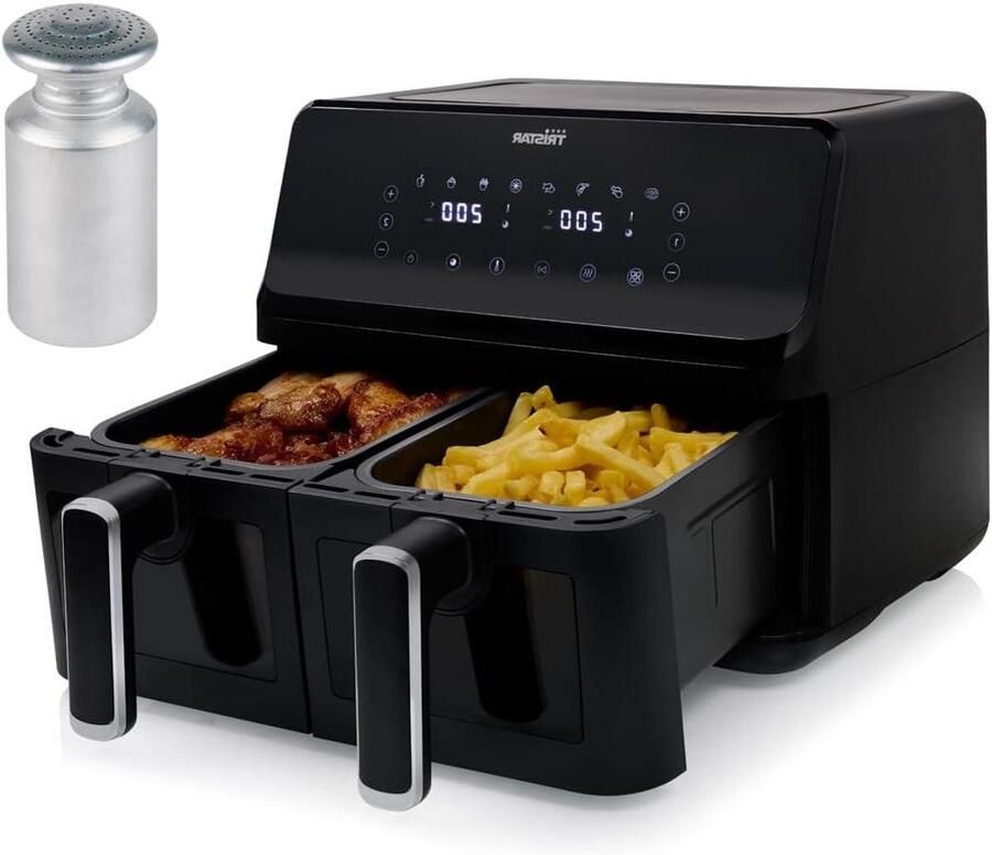 Digitale Heteluchtfriteuse Dubbele Mand Airfryer Gezond Koken Dubbele Manden 8 Liter Zwart