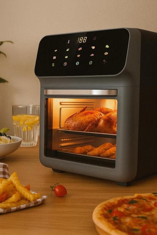 Digitale Heteluchtfriteuse Multifunctionele Oven Gezond Koken 10 Automatische Modi 12 Liter XXL Grijs