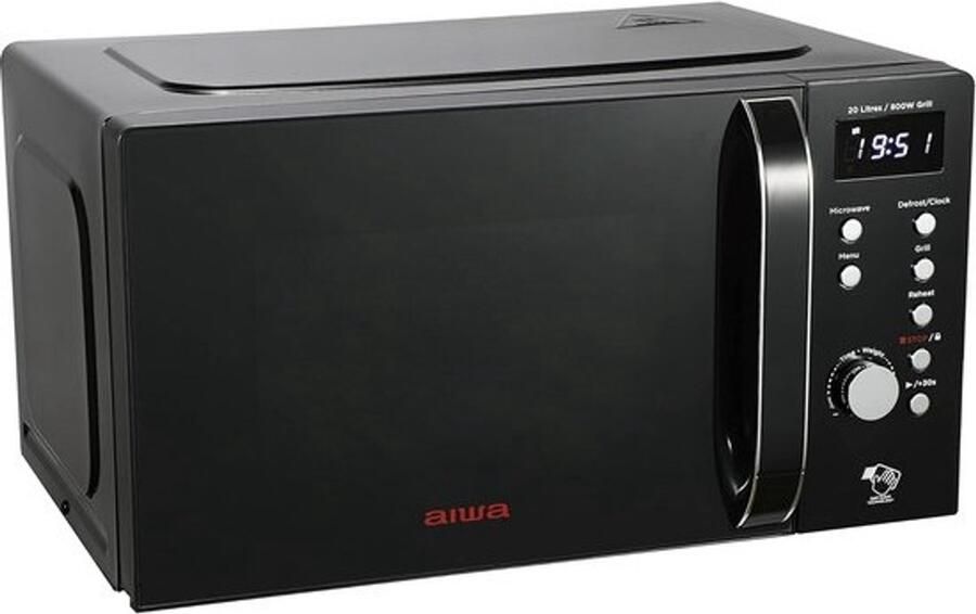 Digitale magnetron met grillfunctie 20L 700W zwart inclusief draaiplateau & rooster