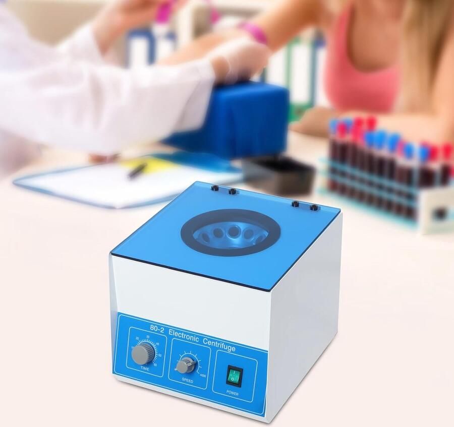 Digitale Mini Centrifuge Laboratorium Apparaat Onderzoek Scheiden Stepless Speed Control 12x 20ml Tubes Blauw Wit