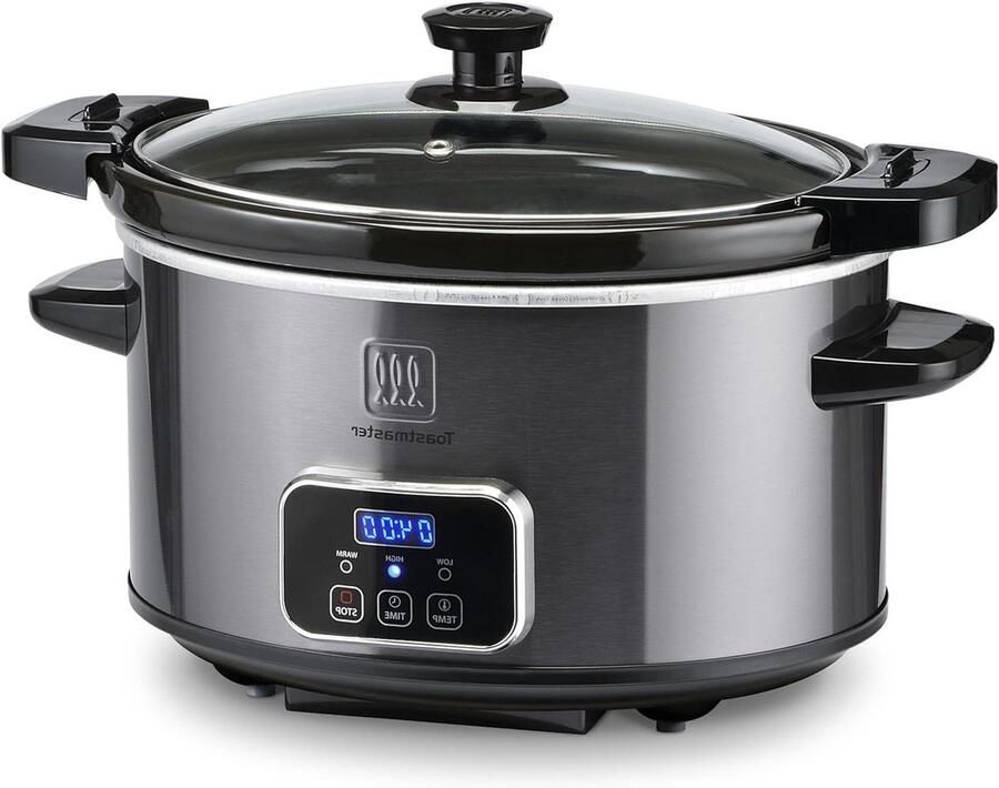 Digitale Slowcooker Crockpot Pan Maaltijden Bereiden Met Vergrendelbaar Deksel 4 Quarts Grafiet