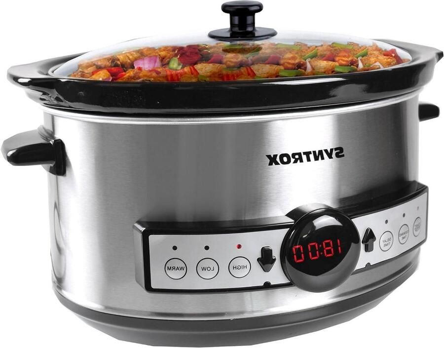 Digitale Slowcooker Kookpan Timer Langzaam Koken Warmhoudfunctie 3.5 Liter Roestvrij Staal