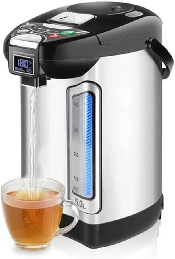 Digitale Waterkoker en Heater 5L RVS Elektrische Warmwaterdispenser met LCD Scherm en Draaibare Basis