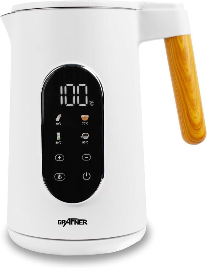 Digitale Waterkoker Thee Koker Temperatuur Instellen Dubbele Wand Isolatie 17 Liter Capaciteit Wit