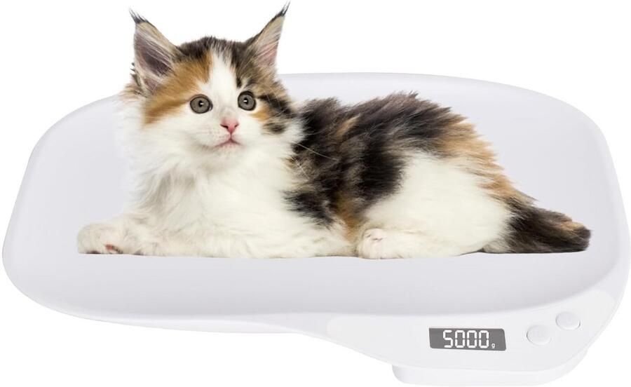 Digitale weegschaal voor huisdieren dierenweegschaal kleine dieren hondenweegschaal tot 15 kg digitale kattenweegschaal 4 gewichtsmodi digitale weegschaal keukenweegschaal babyweegschaal