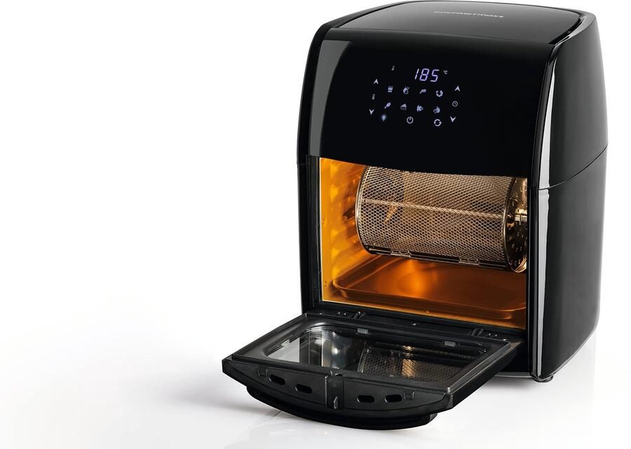 Digitale XL heteluchtfriteuse 12 liter bijzonder vetarme en zachte bereiding 9 programma's timerfunctie voor nauwkeurig koken en automatisch uitschakelen zwart