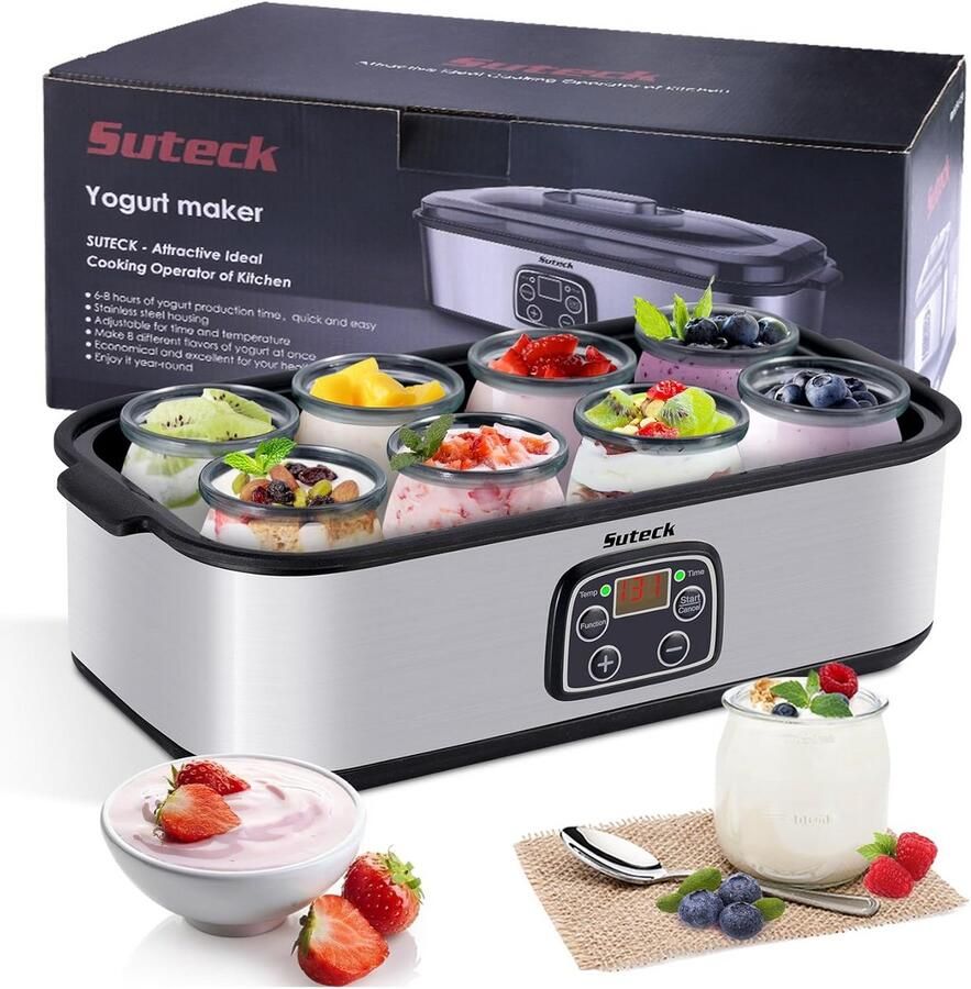 Digitale Yoghurtmaker met 8 Glazen Potten Automatische Temperatuurregeling