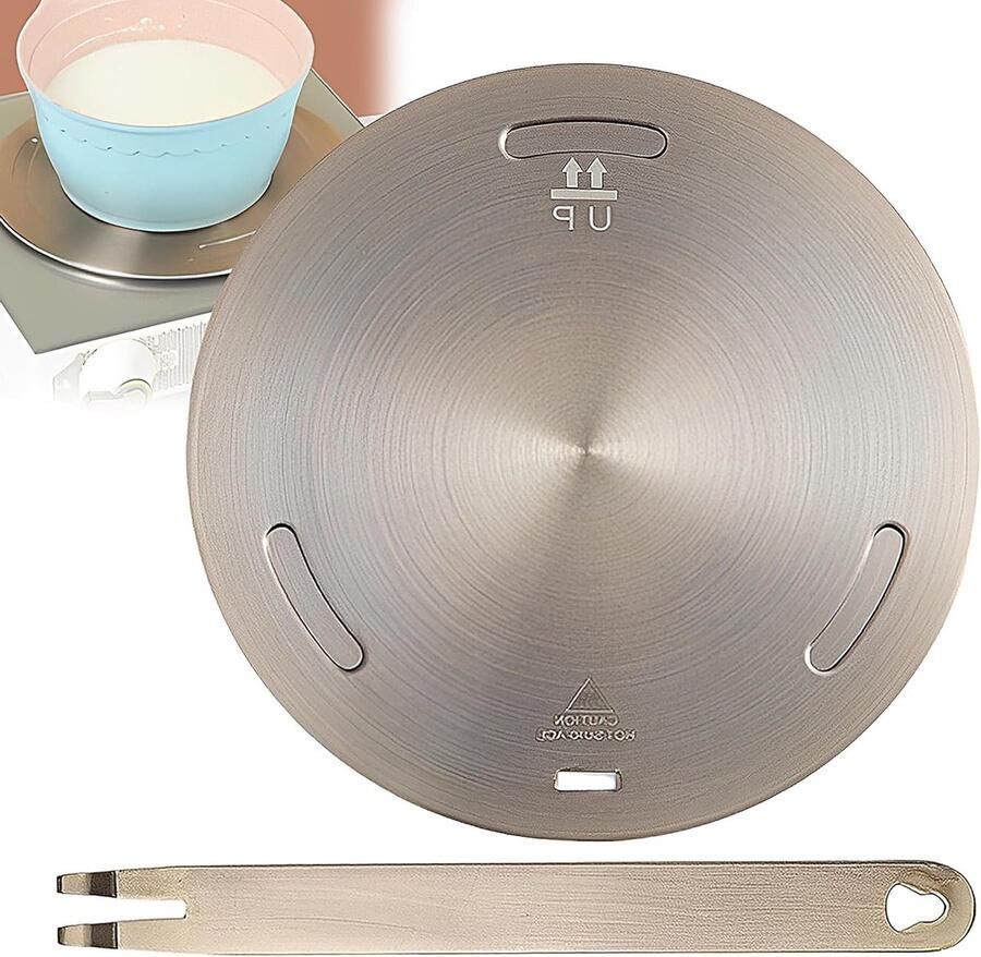 Dikke RVS Inductiekookplaat Converter met Afneembare Handgreep Geschikt voor Gasfornuis en Koffiepot 24 cm Kleurvast en Duurzaam