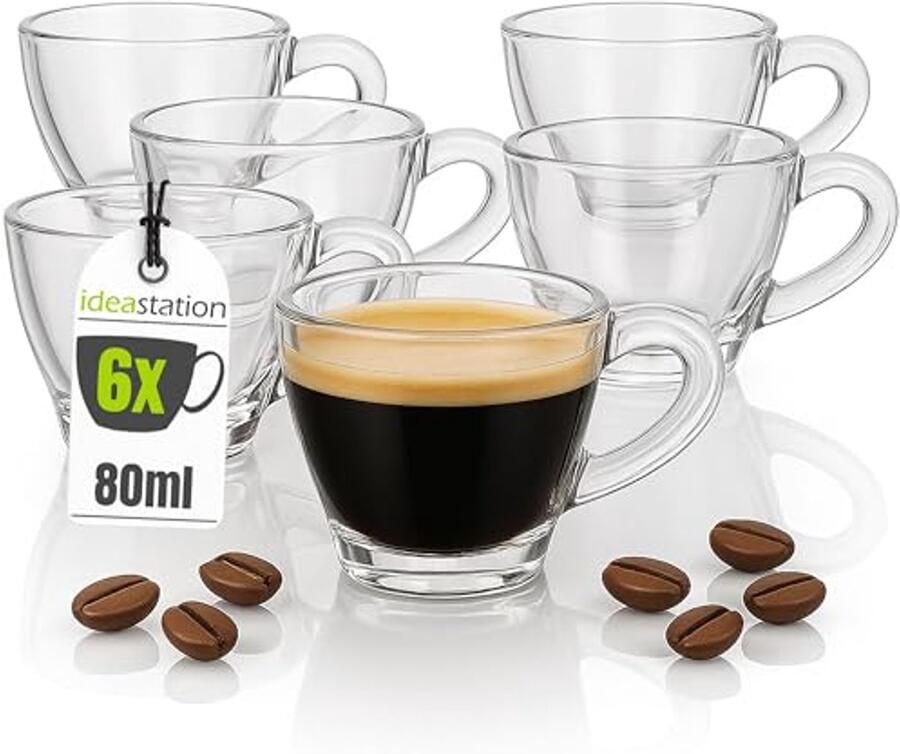 Dikke Wand Espresso Kopjes Set van 6 8 cl Koffiekopjes voor Mokka