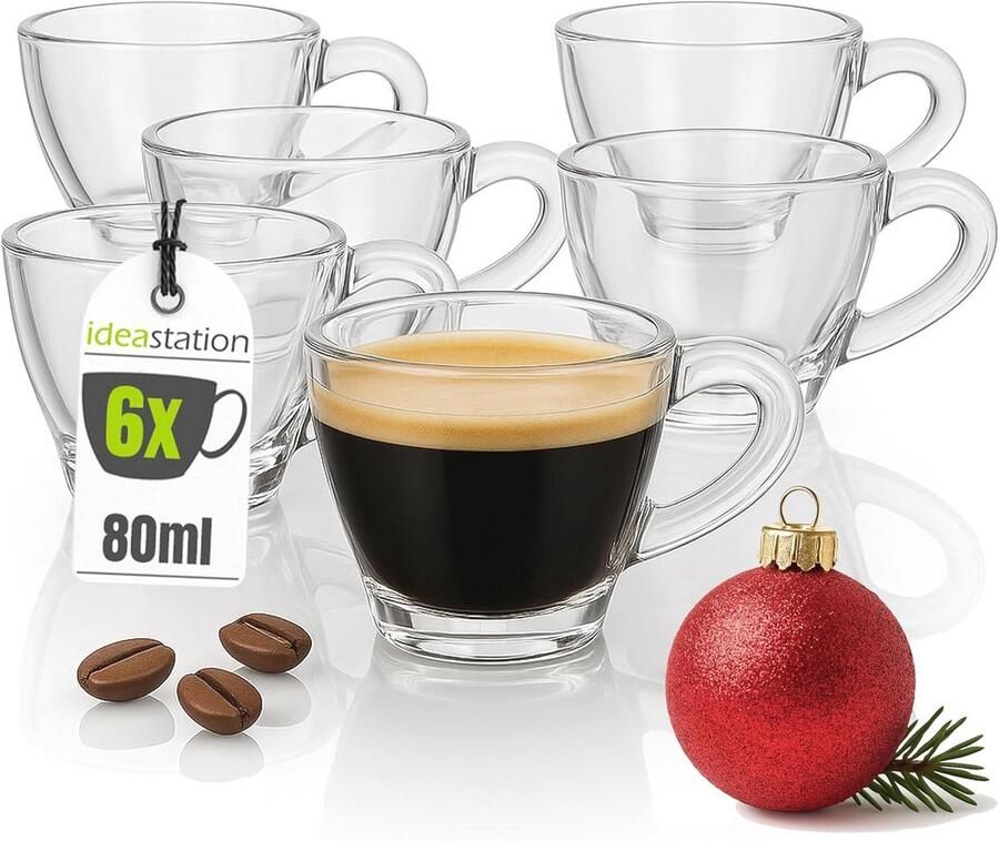 Dikke Wand Espresso Kopjes Set van 6 8 cl Koffiekopjes voor Mokka