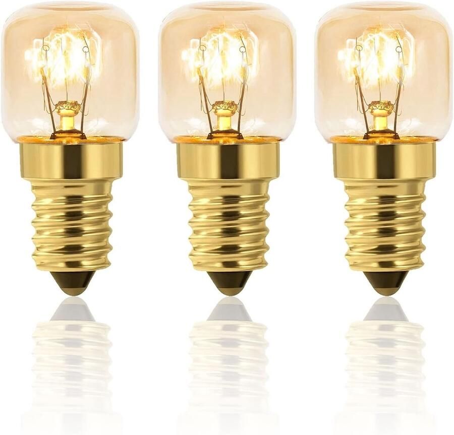 Dimbare E14 Ovenlamp 2700K Warm Wit 80 Lumen Hittebestendig tot 300 Graden Geschikt voor Oven Grill en Magnetron Set van 3 Stuks