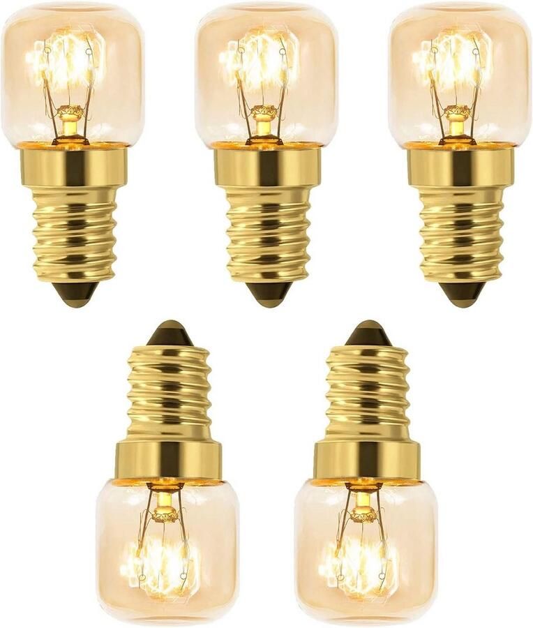 Dimbare E14 Ovenlamp 2700K Warmwit Hittebestendig voor Oven Magnetron en Koelkast 5 Stuks
