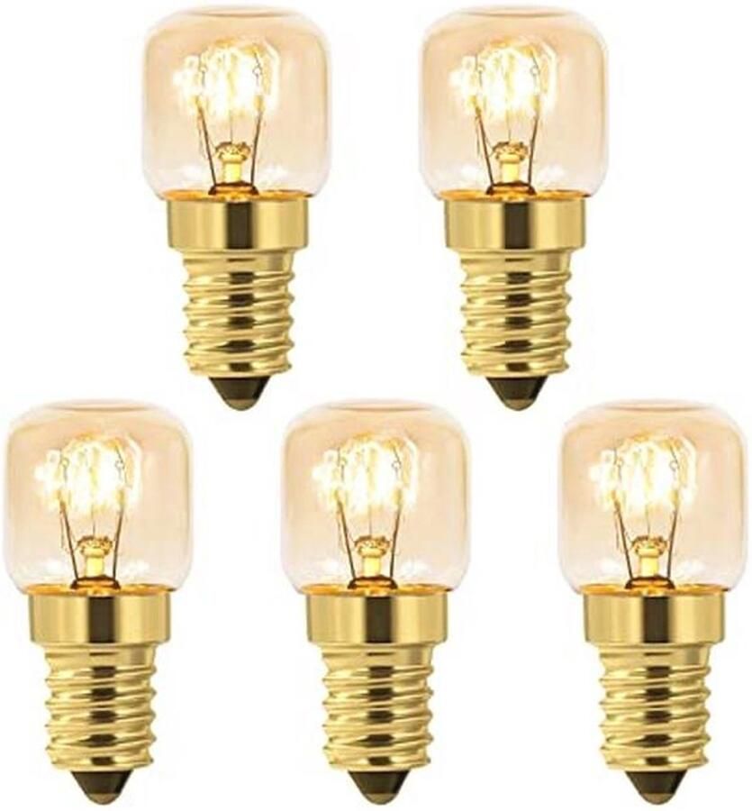 Dimbare E14 Ovenlamp Warmwitte 2700K Gloeilamp voor Oven en Magnetron 160 Lumen Hittebestendig tot 300°C Verpakt per 5 Stuks