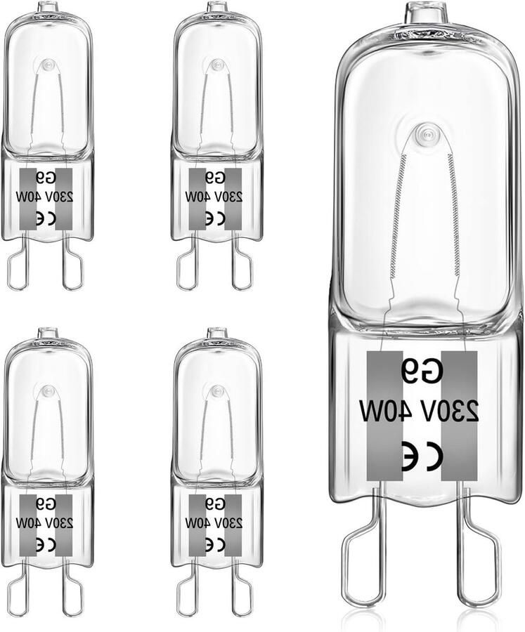 Dimbare G9 Halogeen Ovenlampen 40W 300°C Hittebestendig 2700K Warm Wit 520LM Perfect voor Oven Afzuigkap en Verlichting Verpakking van 5 Stuks