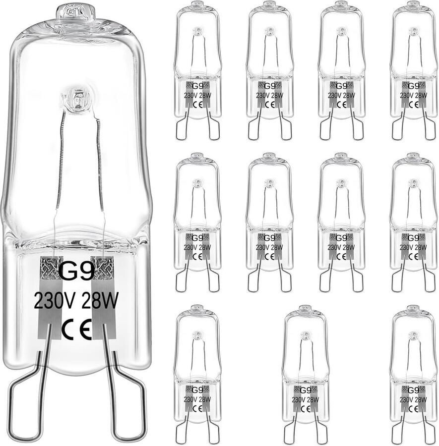 Dimbare Halogeenlamp G9 12 Stuks 28W 230V Warm Wit 2800K Ideaal voor Oven Magnetron en Kroonluchter