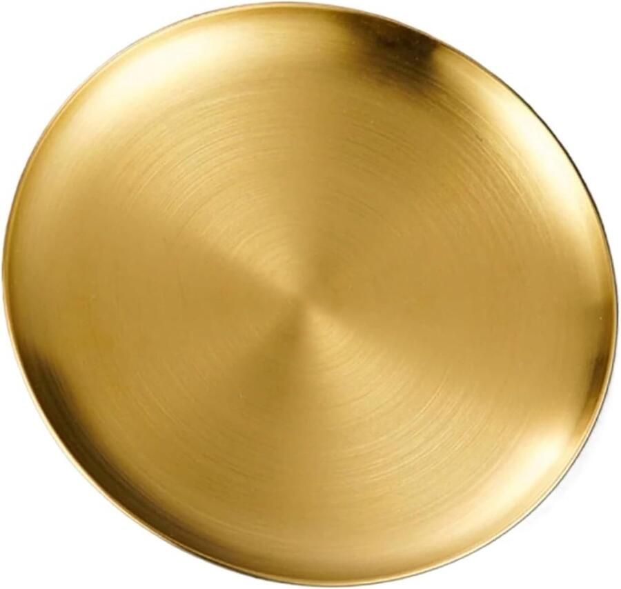 Dinerborden RVS Platte borden Dagelijks gebruik Warmtebehoud 5 stuks 14 cm Goud