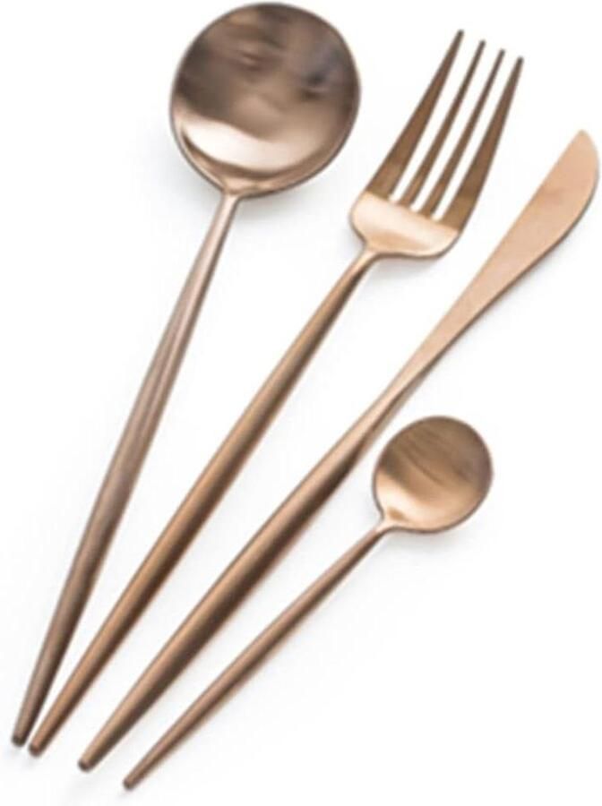 Dinervorken Set Serveervorken Bestek Elegant Dineren Spiegelgepolijst 4-delig Roségoud