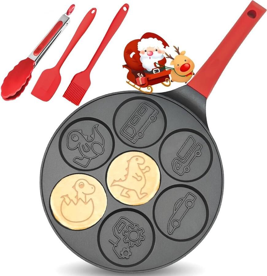 Dinosaurus Pannenkoek Pan Wafel Maker Ontbijt Maken 7 Leuke Vormen 43 cm Zwart