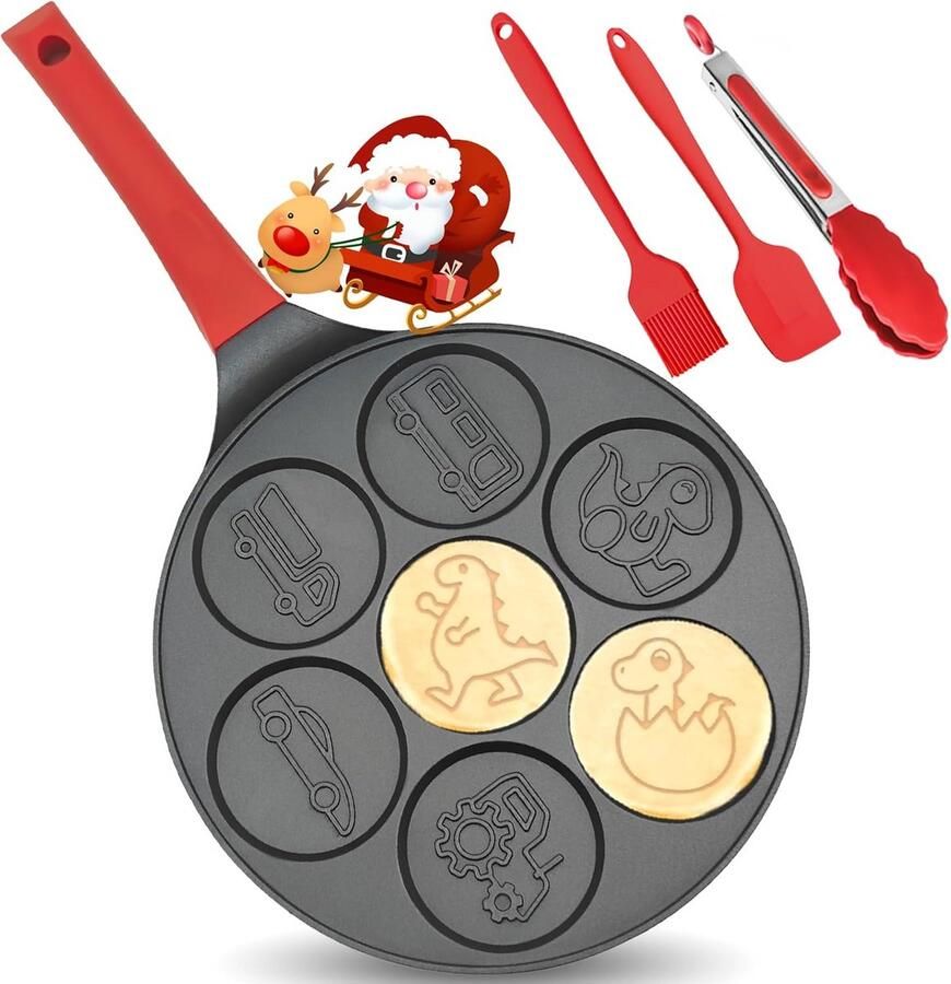 Dinosaurus Pannenkoek Pan Wafelmaker Kinderen Ontbijt Maken 7 Schattige Vormen 43 x 25 cm Zwart