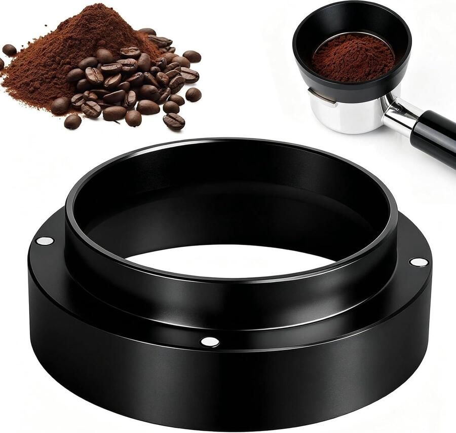 Dispensing Ring 51 mm voor Espressomaker Aluminium Sievehouder voor Koffie Espresso Accessoires en Mengtoepassingen (Zwart)