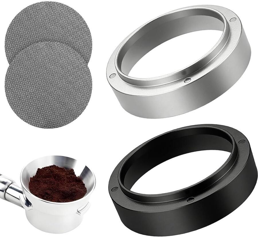 Dispensing ring voor koffie 51 mm 2 stuks inclusief puck screen en magnetische trechter accessoires voor espresso en koffiezetten
