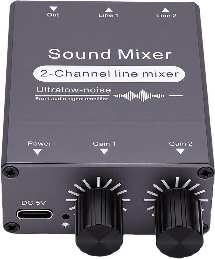 DJ Audio Mixer 2 Kanaals 2 in 1 Out Mini Sound Board met Dubbele Volumeregeling 3 5 Mm Sound Mixing Switcher voor Karaoke Podcasting Live Streaming