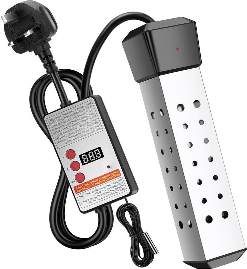 Dompel Waterkoker Elektrische Waterverwarmer Snel Water Verwarmen Hittebestendige Handgreep 2500 Watt Zilver - Foto 2