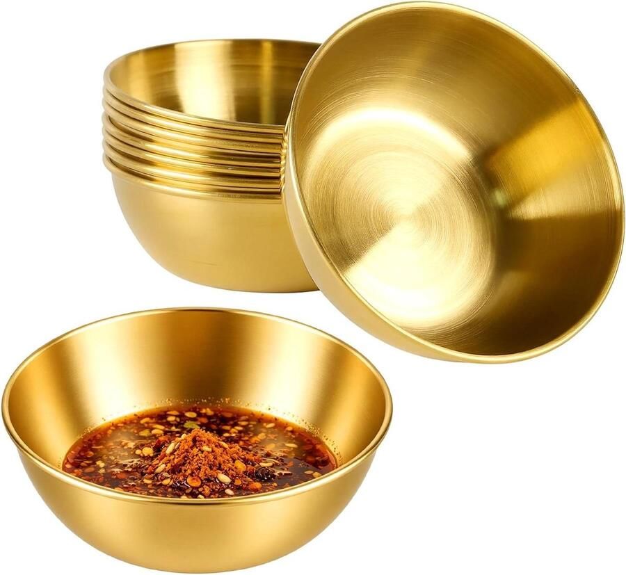 Dompelkommen Goud Mini sausschalen Sauzen serveren Set van acht 9x3 cm Goud