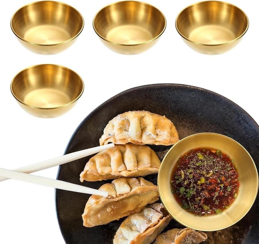 Dompelkommen RVS Sausdipkommen Schoteltjes Voorgerechten Serveren Elegant Gouden Design 8 cm Goud