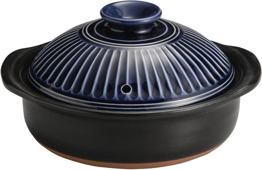 Donabe Soeppan Japanse Braadpan Koken aan Tafel Lood- en Cadmiumvrij 19 cm Blauw
