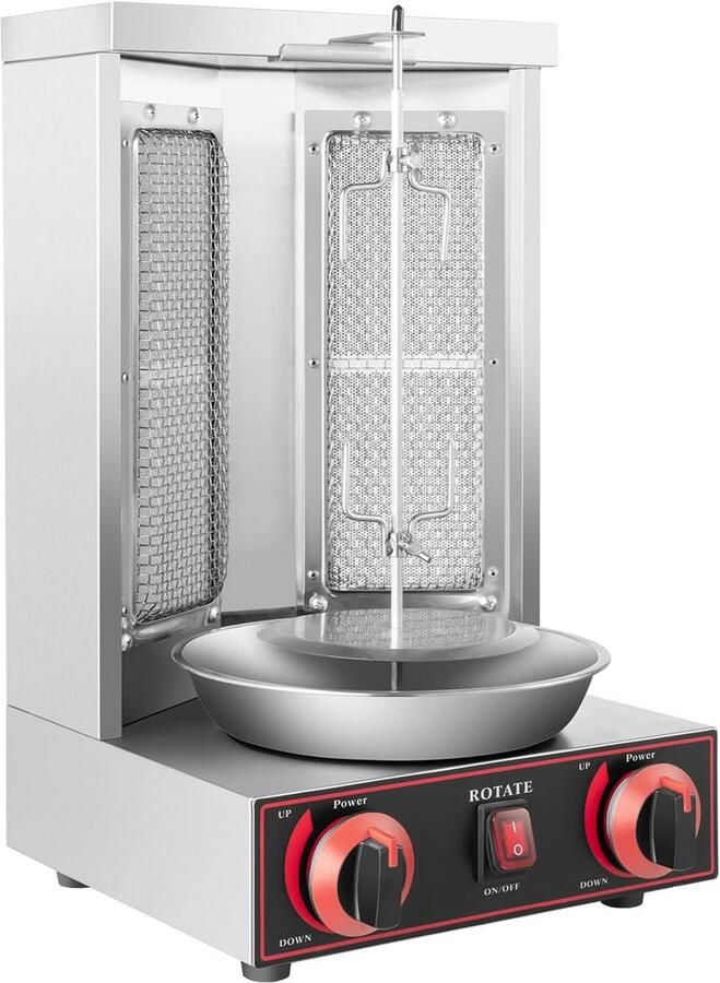 Döner Grill Gas Kebab Machine 3000 W 220 V Electric Döner Machine Vertical Grill Made of Stainless Steel Including Doner Kebab Machine for Restaurant and Home 360° Rotatable Infrared Heater