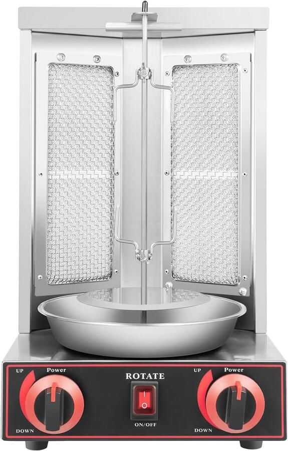 Döner Grill Verticale Grill Huisgemaakte Shoarma 360 Graden Rotatie 30 x 48.5 cm Zilverkleurig